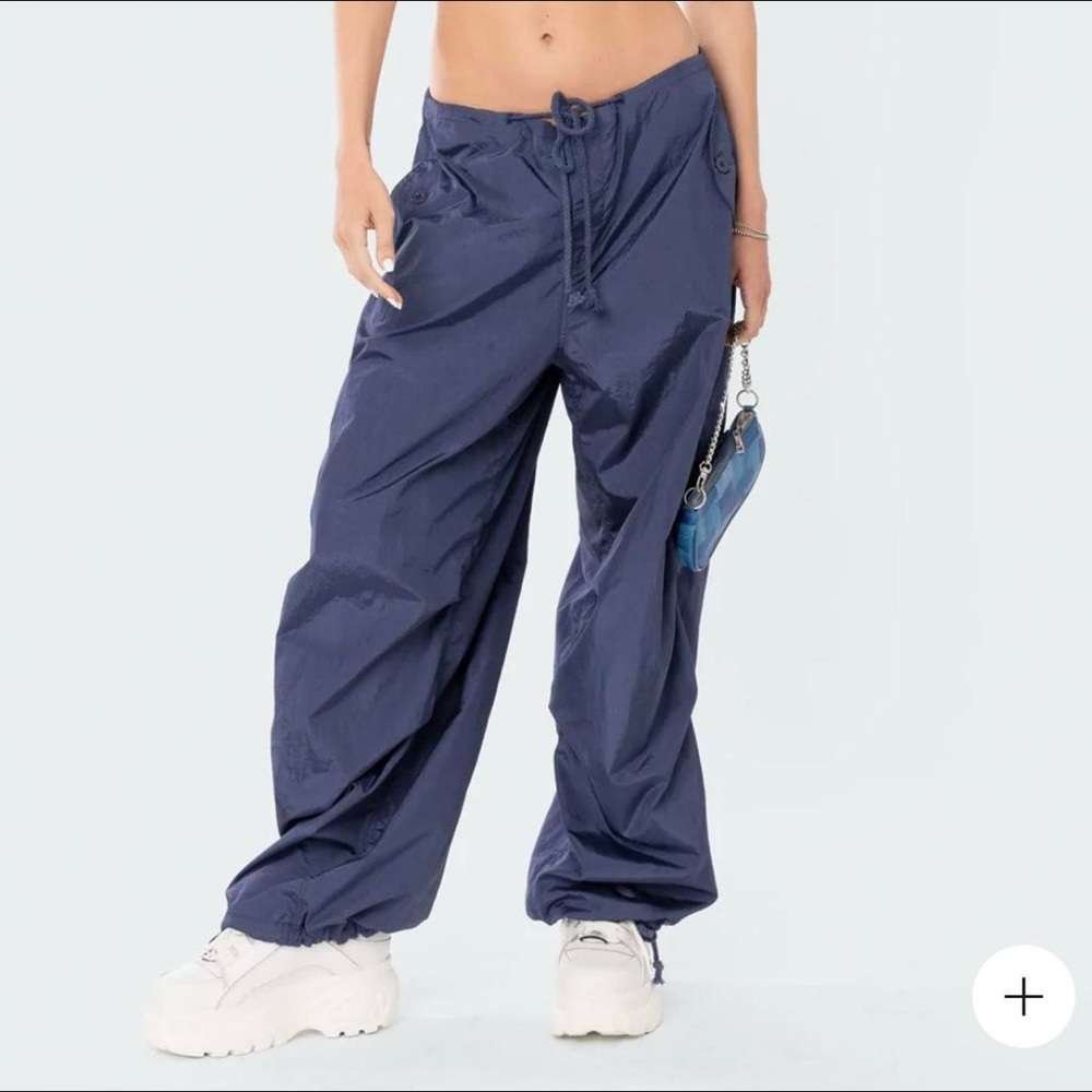 Edikted Navy Parachute Pants